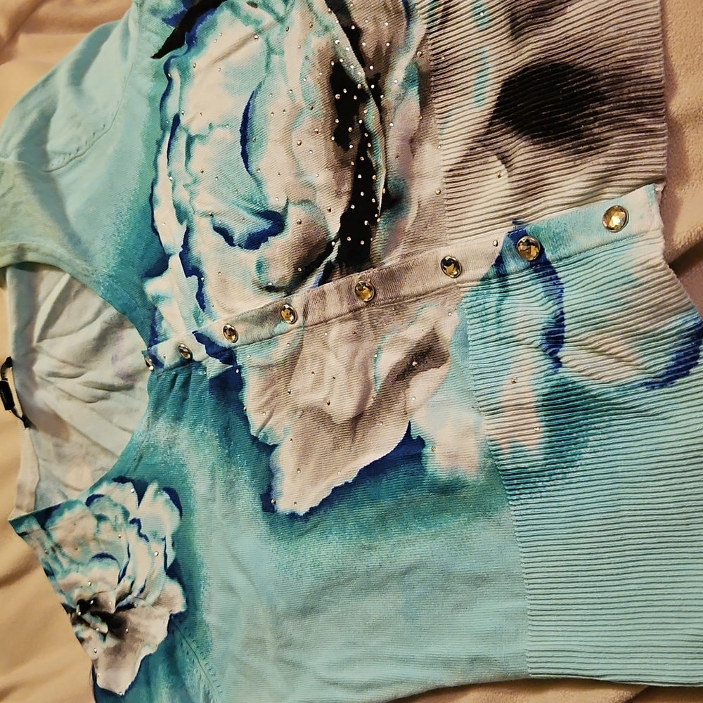 Whit house  Black  Market Floral Cardigan in Blue and White size m - Picture 10 of 10